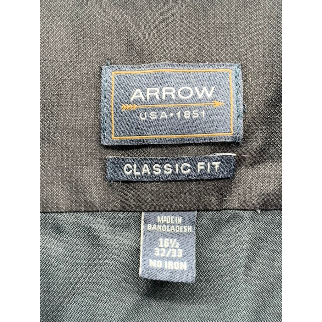 ARROW Men's Black Classic Fit Button-Up Long Sleeve Shirt SZ 16.5 32/33