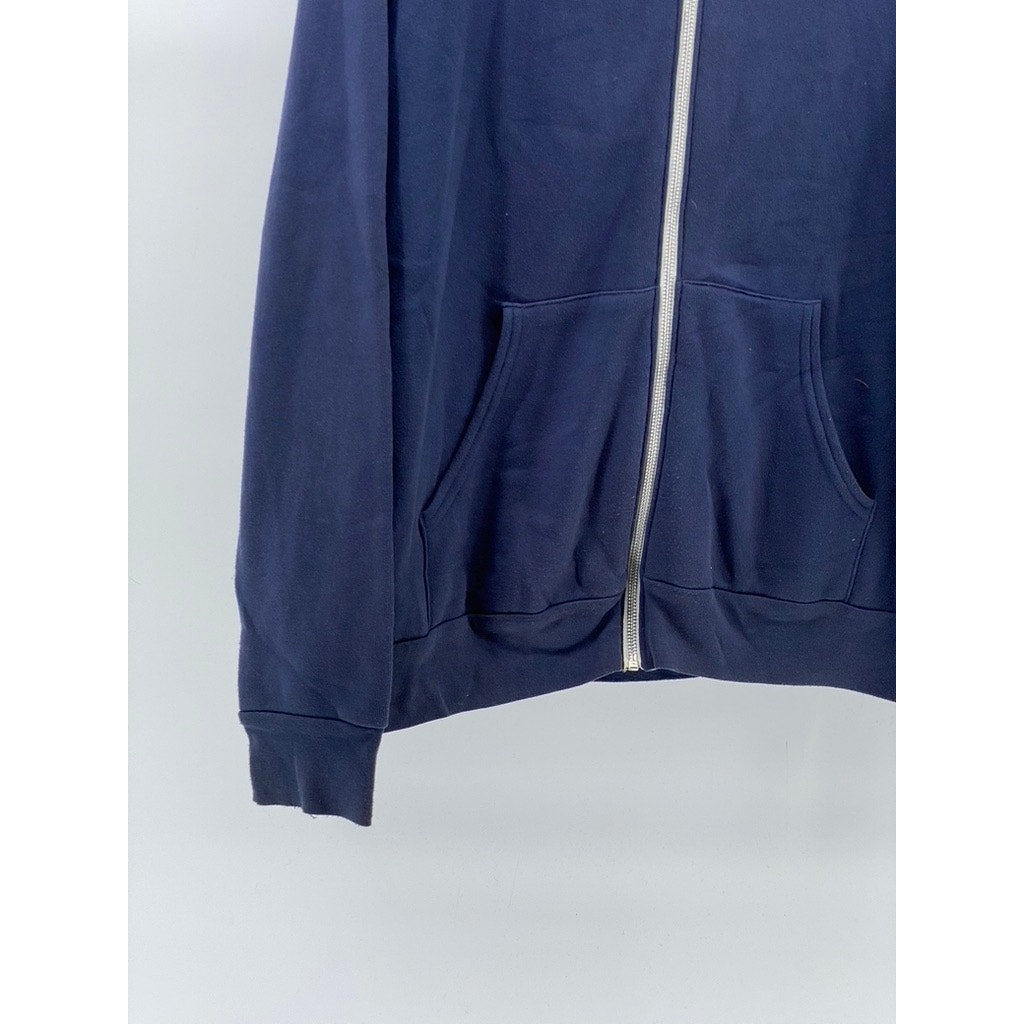 BELLA + CANVAS Women's Navy Blue MLG Baseball Zip-Up Hooded Sweatshirt SZ L