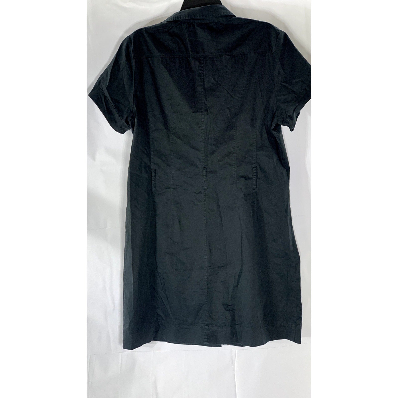 CALVIN KLEIN Women's Black Button-Up Short Sleeve Knee-Length Dress SZ 14