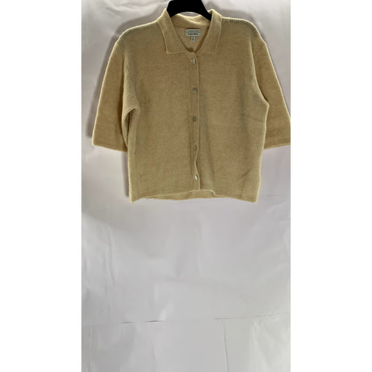 & OTHER STORIES Women's Beige Wool-Blend Button-Up Short Sleeve Cardigan SZ M