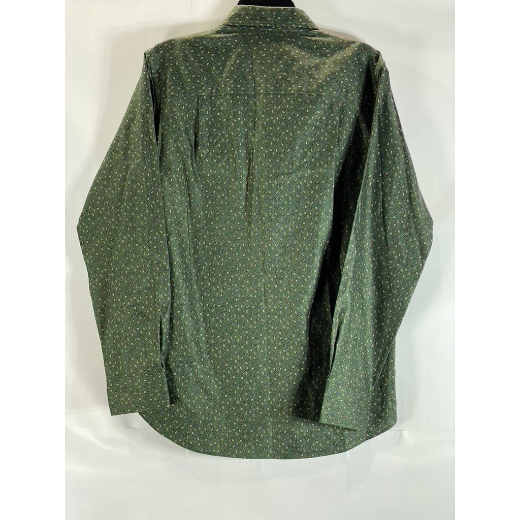 DAVID DONAHUE Men's Green Paisley Fusion Button-Up Long Sleeve Shirt SZ 15.5(M)