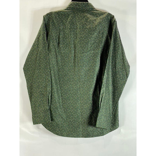 DAVID DONAHUE Men's Green Paisley Fusion Button-Up Long Sleeve Shirt SZ 15.5(M)