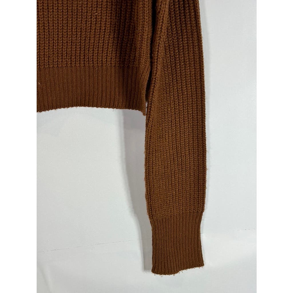 UK 2 LA Women's Brown Ribbed Knit Turtleneck Pullover Sweater SZ M