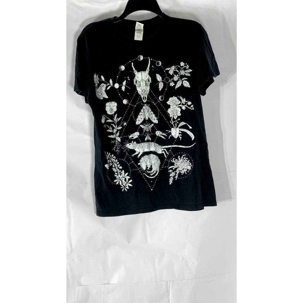 GILDAN Women's Black Graphic Crewneck Short Sleeve T-Shirt SZ M