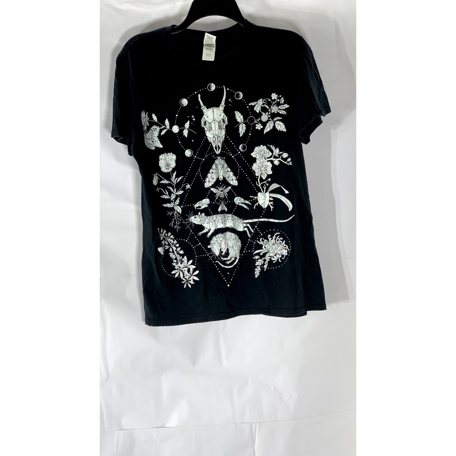 GILDAN Women's Black Graphic Crewneck Short Sleeve T-Shirt SZ M