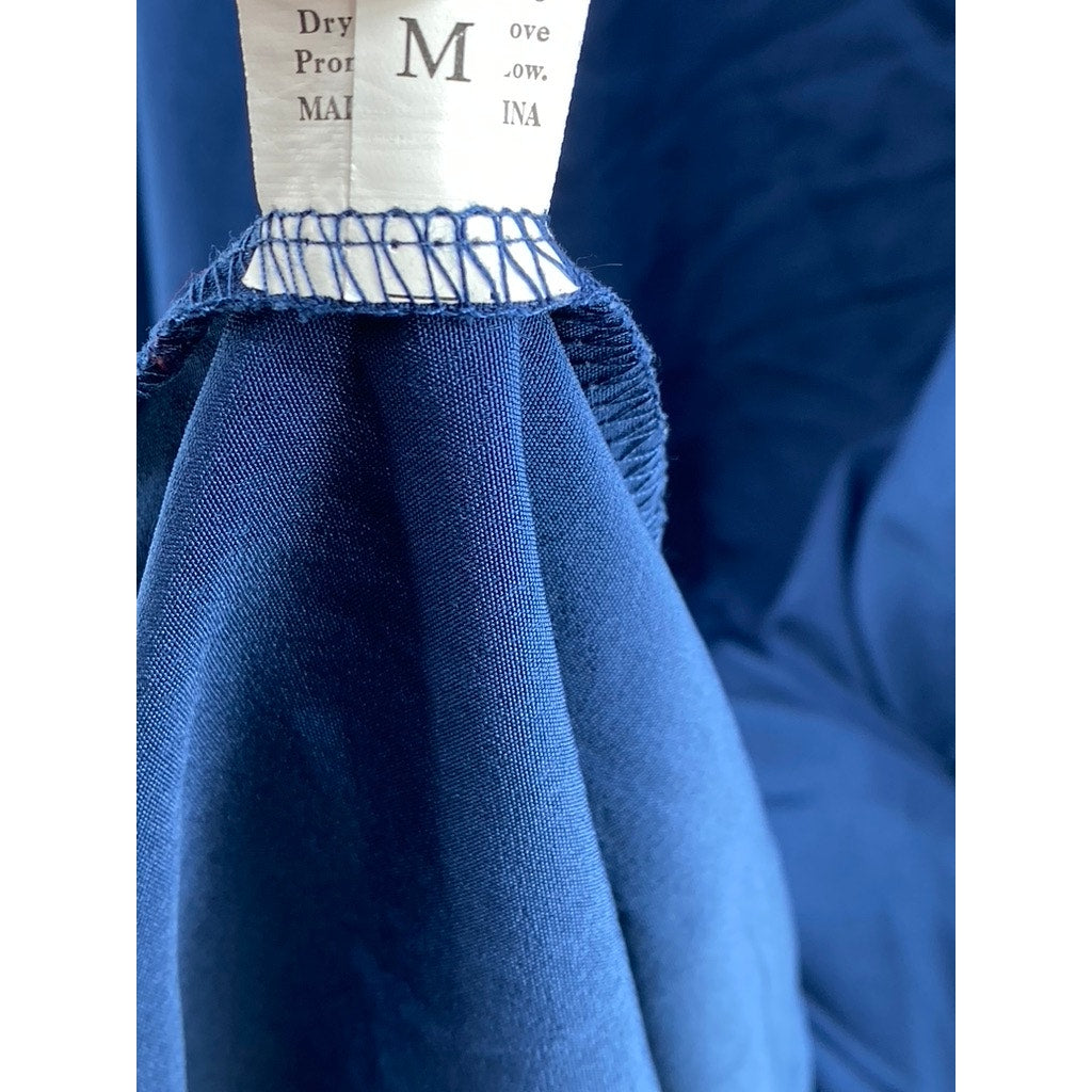 UNBRANDED Women's Dark Blue Solid Sweetheart-Neck Side Slit Maxi Dress SZ M
