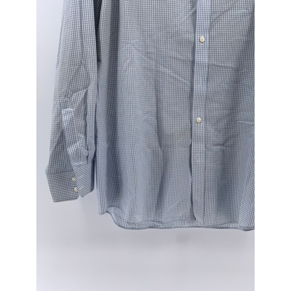 CHARLES TYRWHITT Men's Blue Gingham Slim-Fit Button-Up Shirt SZ 16.5