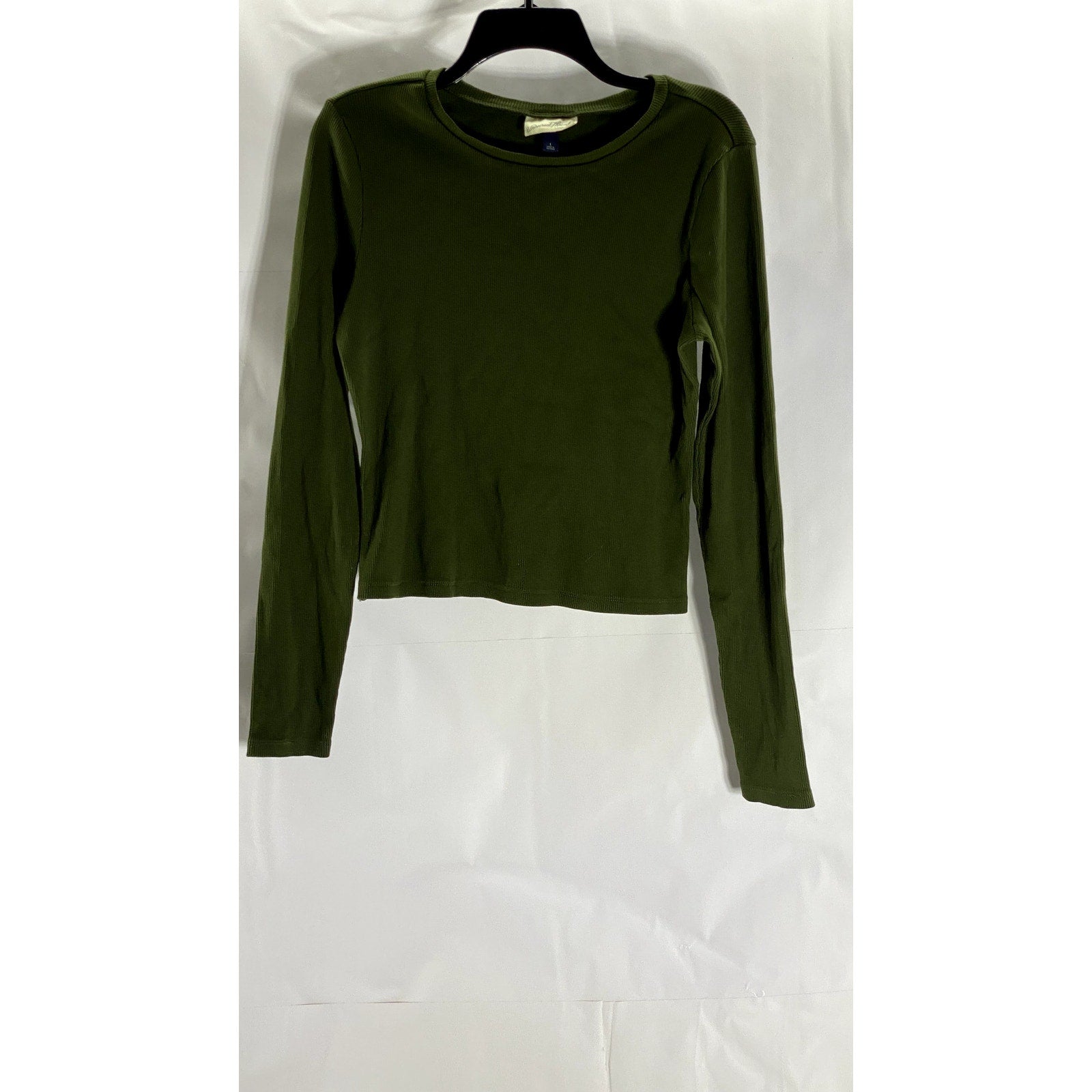 UNIVERSAL THREADS Women's Dark Green Ribbed Crewneck Long Sleeve Top SZ L