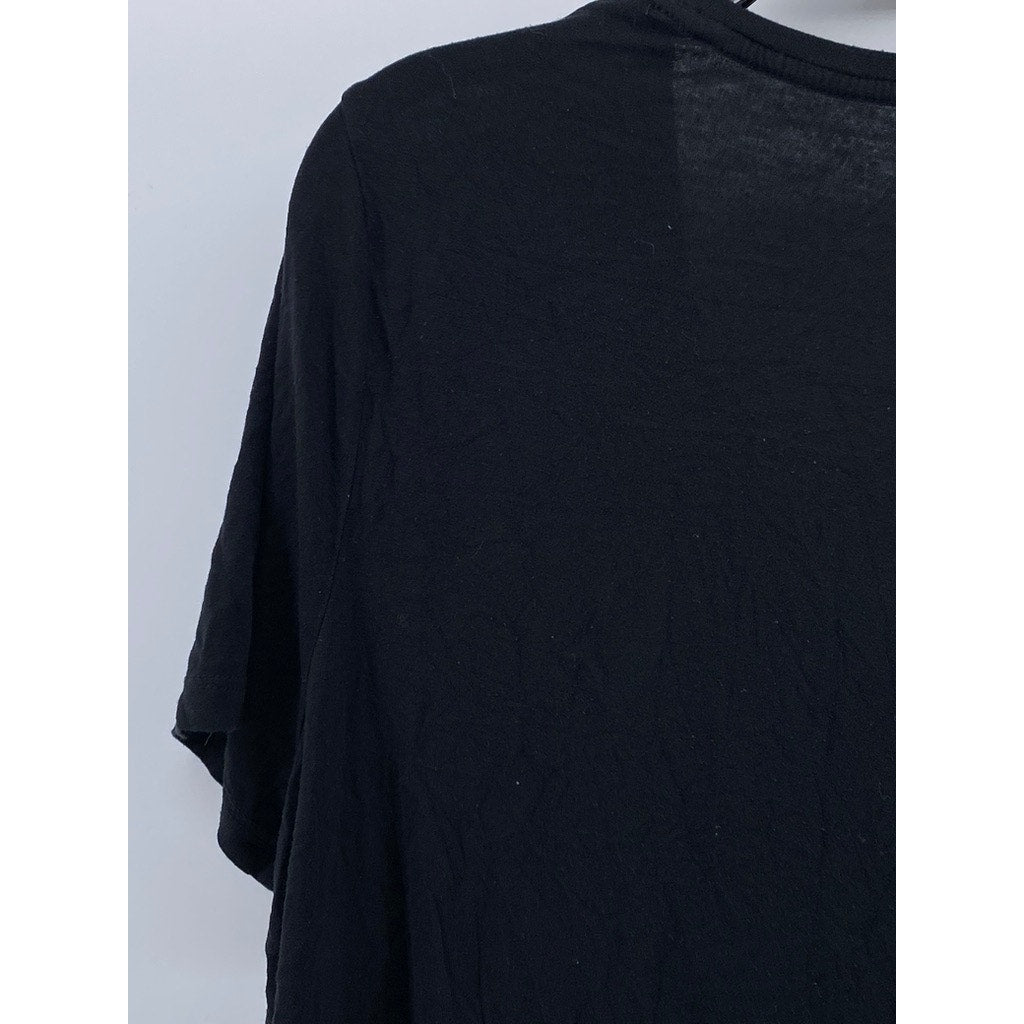 A NEW DAY Women's Black Solid V-Neck Short Sleeve Casual Top SZ L