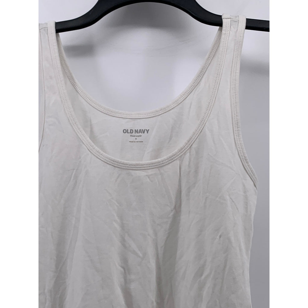 OLD NAVY Women's White Solid Scoop-Neck First Layer Casual Tank Top SZ S