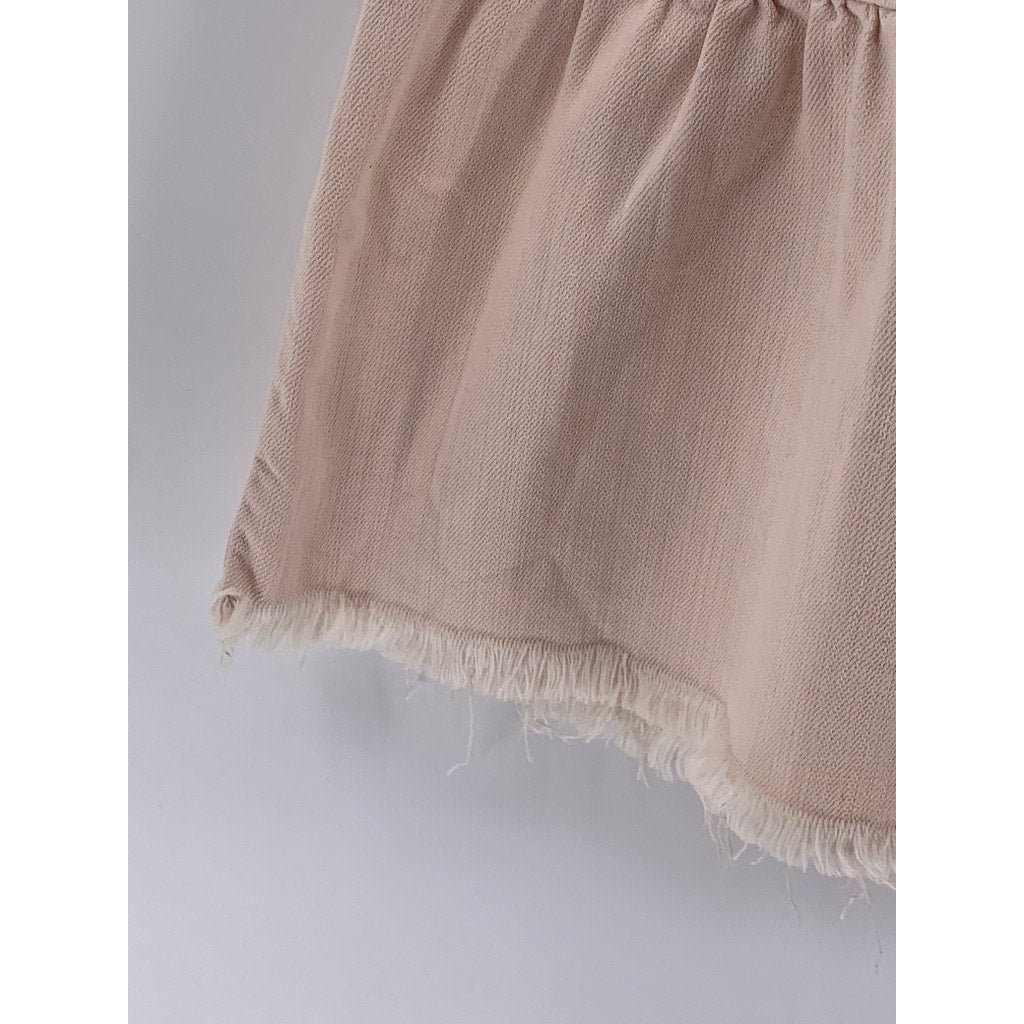 AERIE Women's Light Pink Lace-Up Neck Ruffle-Hem Sleeveless A-Line Dress SZ S