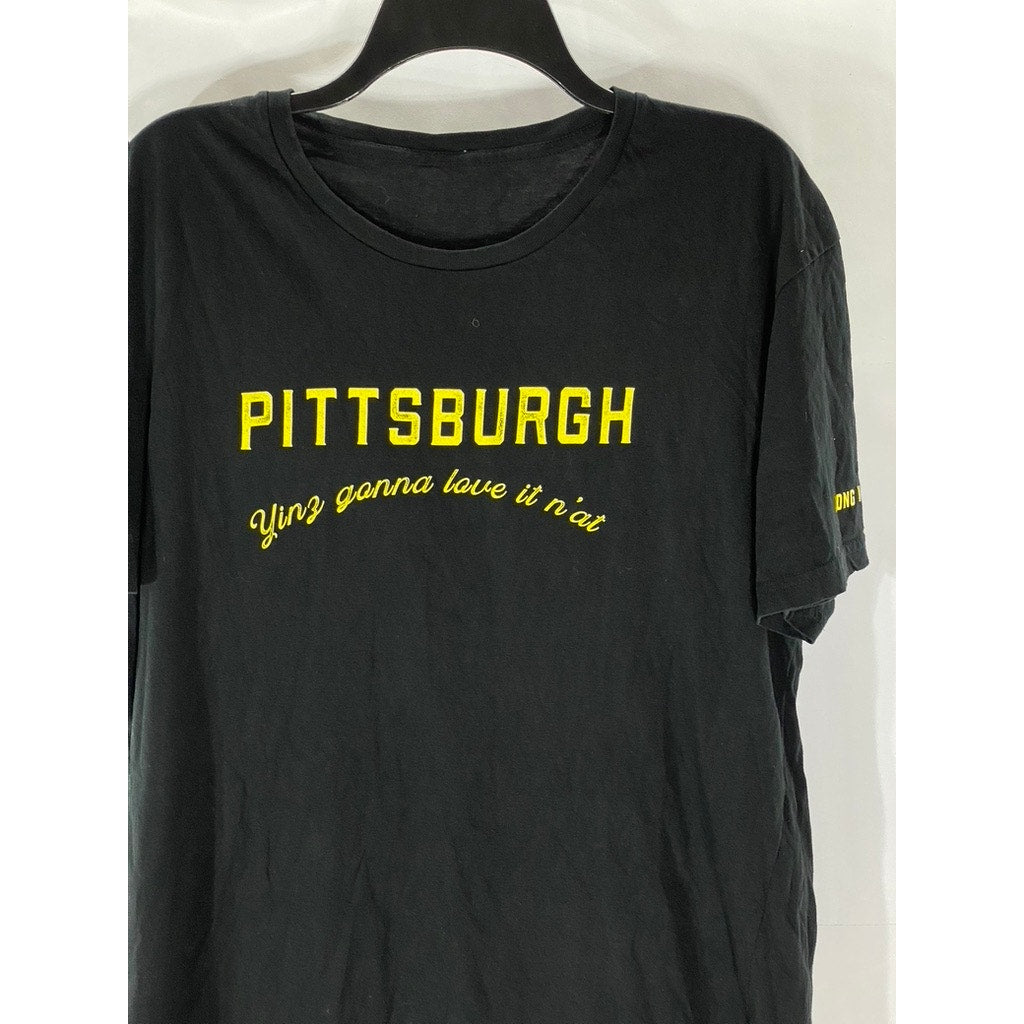 UNBRADED Men's Black-Yellow Pittsburg Logo Crewneck Short Sleeve T-Shirt SZ M