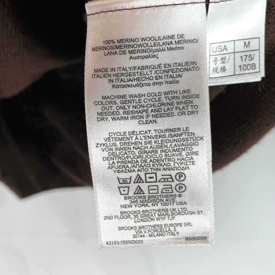 BROOKS BROTHERS Men's Brown Brookstech Merino Wool Half-Zip Pullover Sweater SZM
