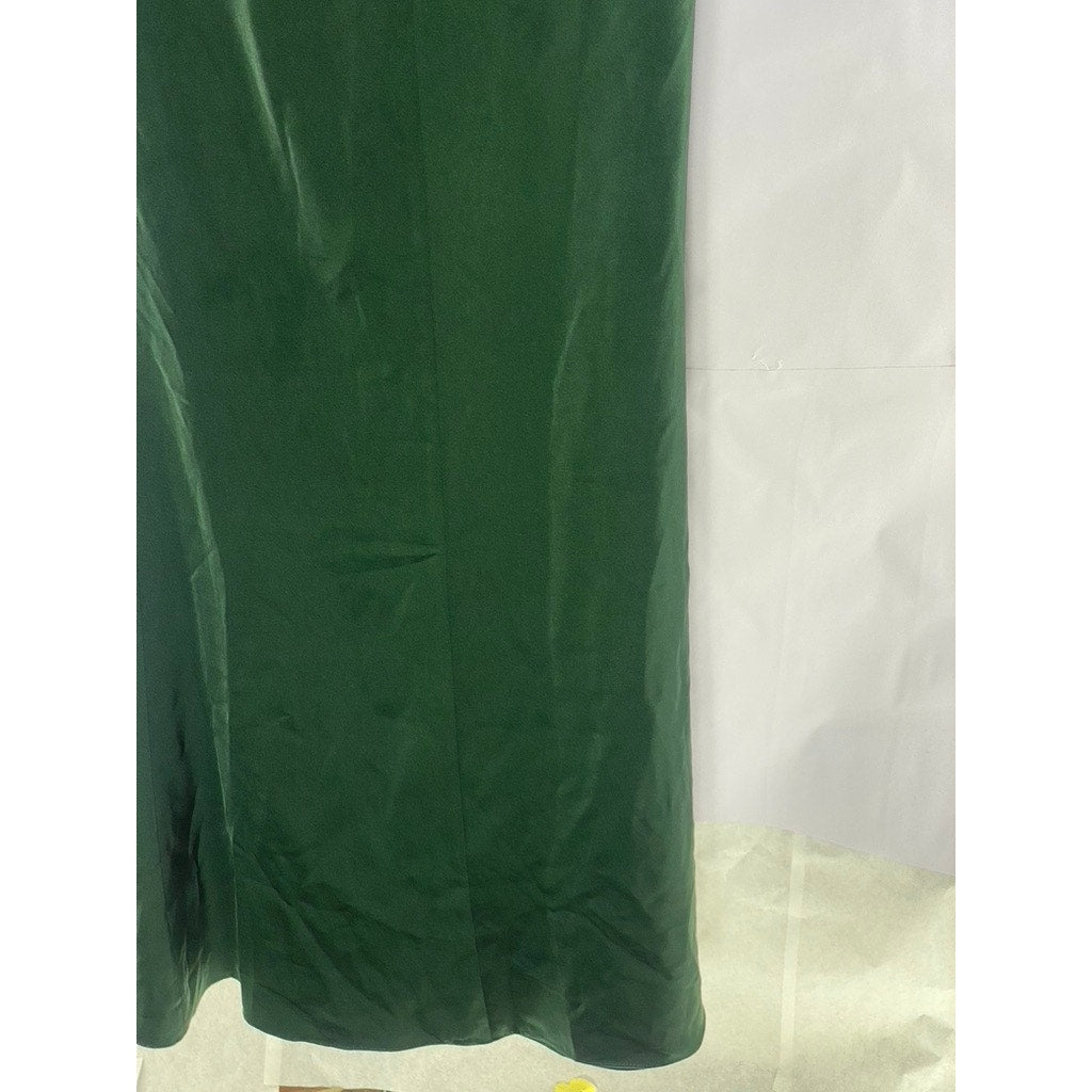 NBD Women's Dark Green Everett Open-Back Side Slit Halter Maxi Dress SZ XS