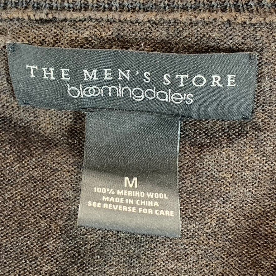 THE MEN'S STORE BLOOMINGDALES Men's Dark Brown V-Neck Merino Wool Sweater SZ M