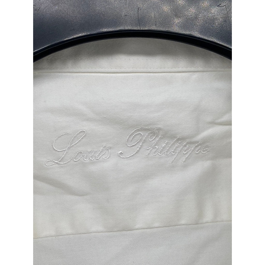 LOUIS PHILIPPE Men's White Solid Button-Up Slim-Fit Long Sleeve Shirt SZ S