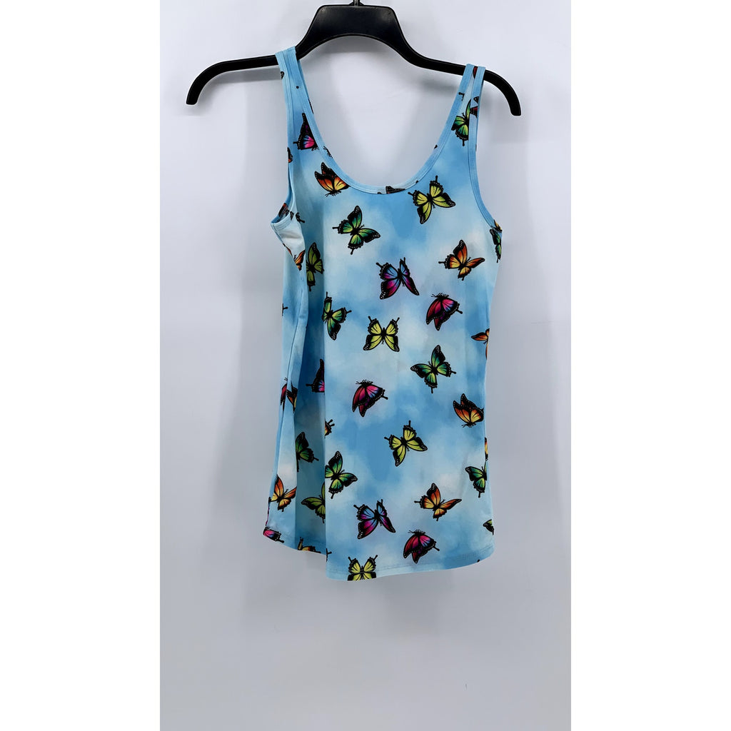 NO BOUNDARIES Girls' Light Blue Butterfly Print Tank Top SZ L(11-13)