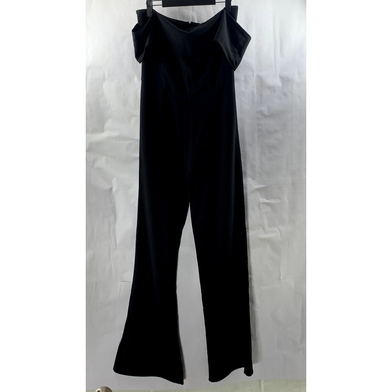 BY THE WAY Women's Black Aubrey Off-The-Shoulder Flare-Leg Jumpsuit SZ S