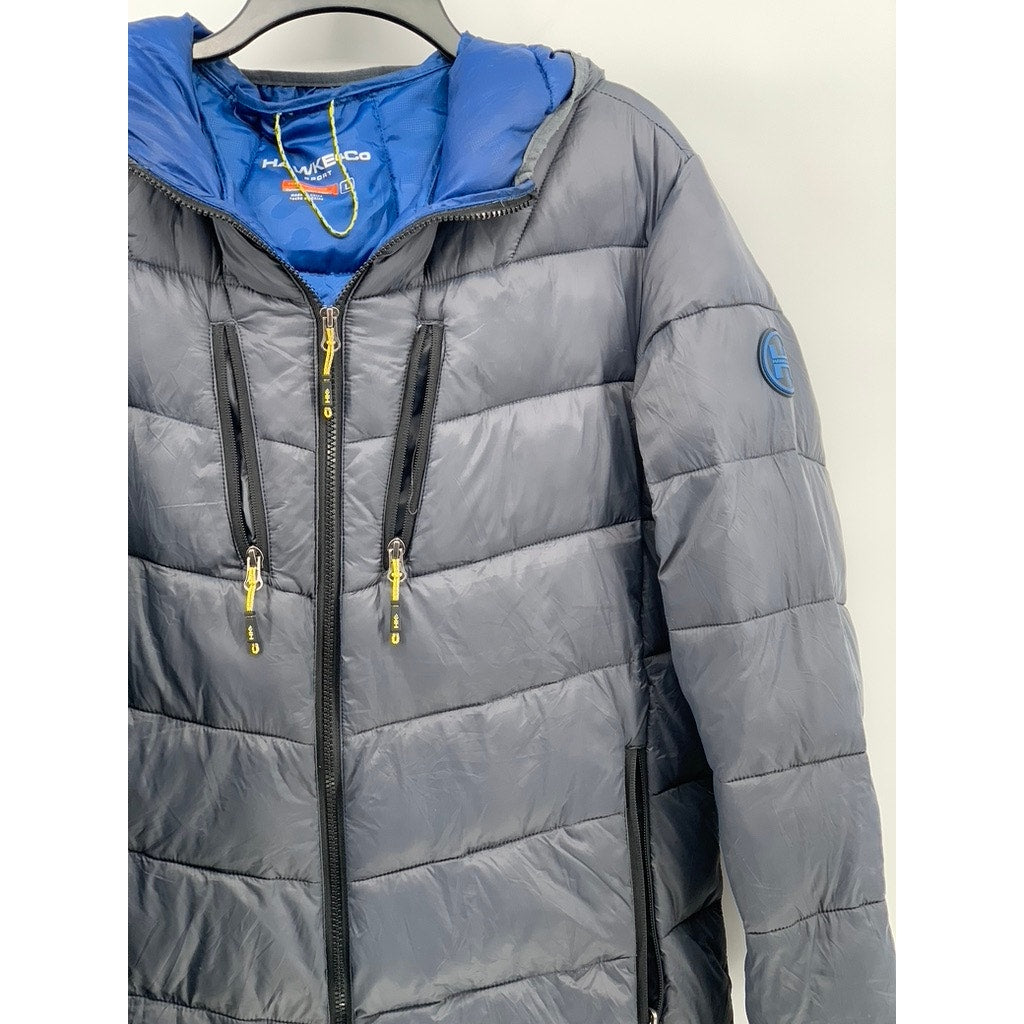 HAWKE & CO Men's Gray Sport Performance Zip-Up Thermal Puffer Jacket SZ L