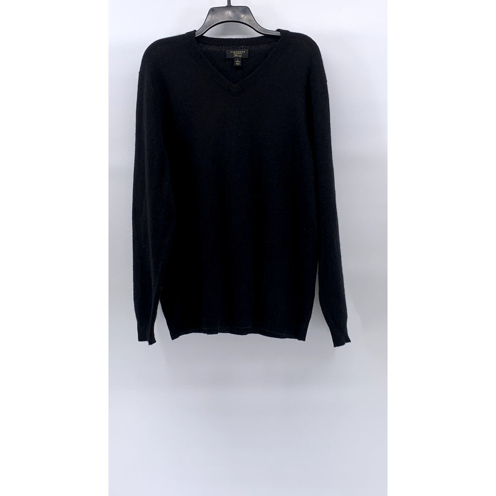 CLUB ROOM Men’s Black Luxury Cashmere V-Neck Long Sleeve Knit Sweater SZ L