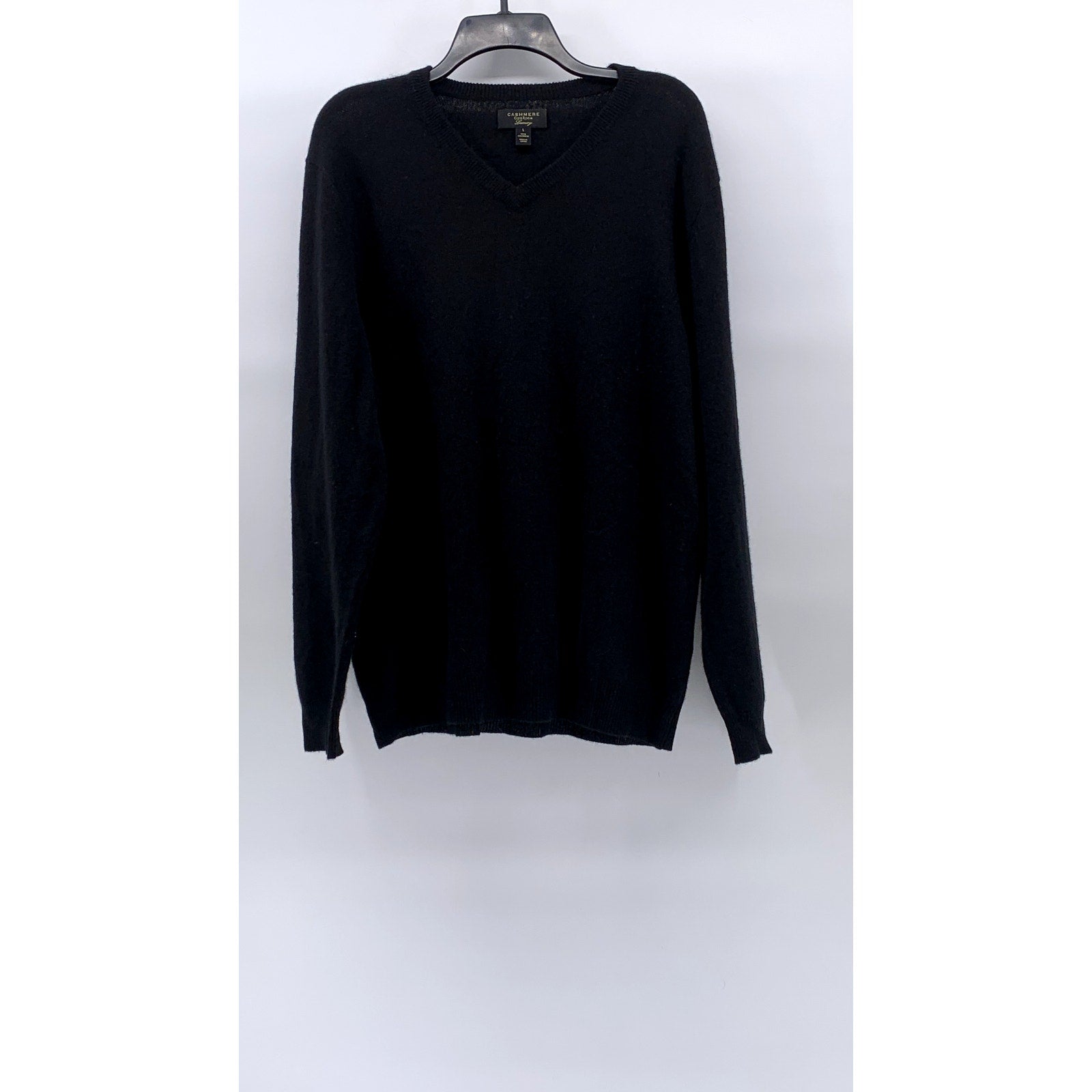 CLUB ROOM Men’s Black Luxury Cashmere V-Neck Long Sleeve Knit Sweater SZ L