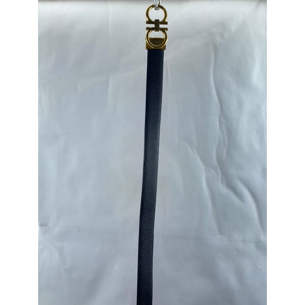 FERRAGAMO Men's Black-Red Leather Reversible Gancini Belt