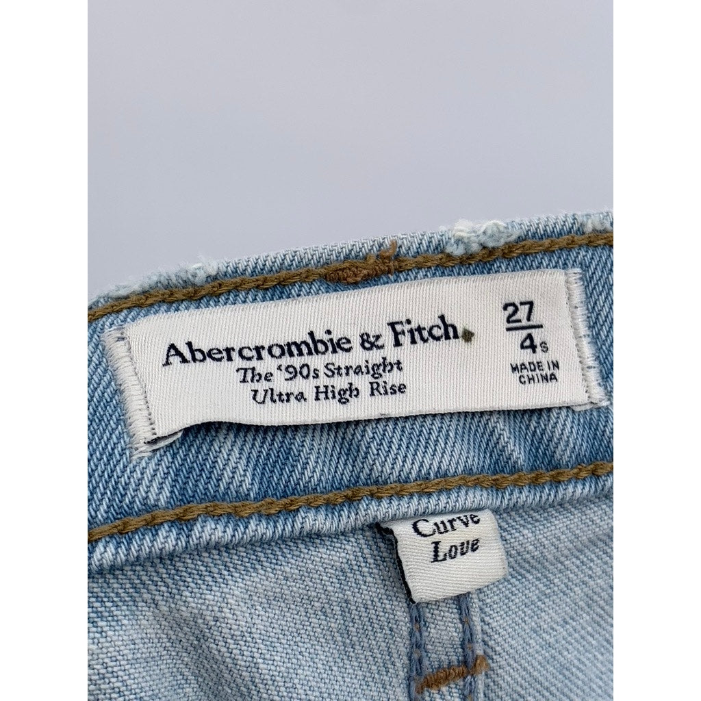 ABERCROMBIE & FITCH Women's Blue The 90's Straight Ultra High Rise Jeans SZ 4/27