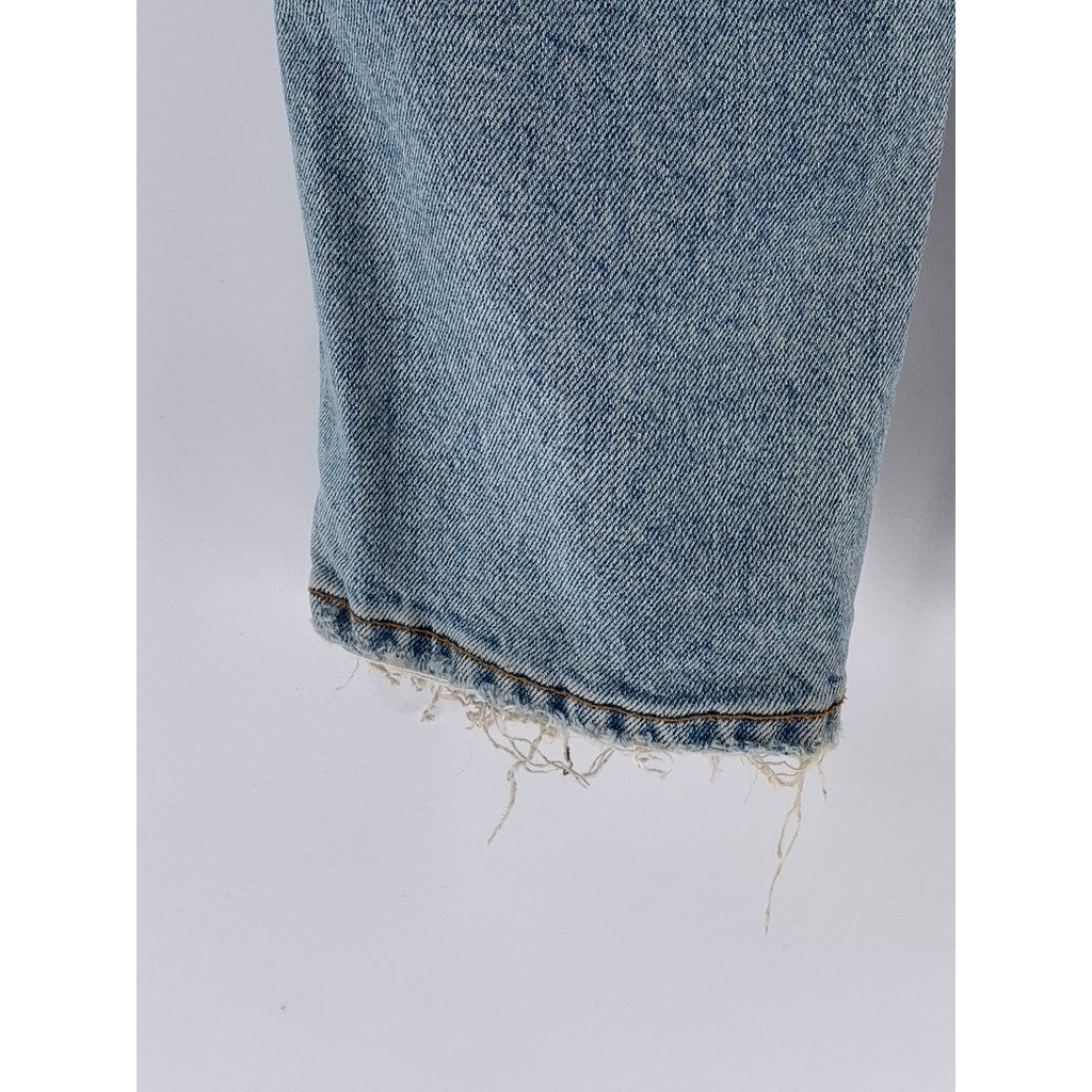 GUESS Women's Light Blue Denim High-Rise Belted Frayed Skinny Leg Jeans SZ 27