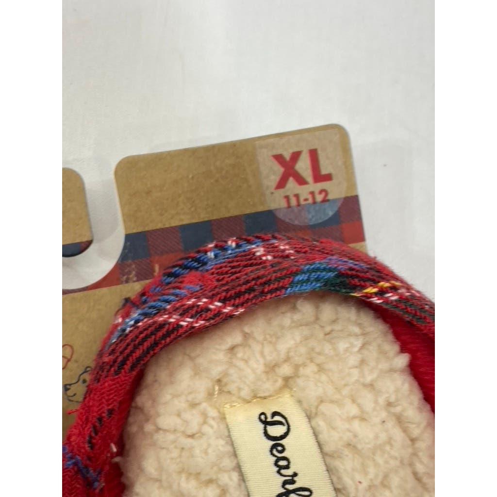 DEARFOAMS Women's Red Plaid Mama Bear Logo Clog Slippers SZ XL(11/12)