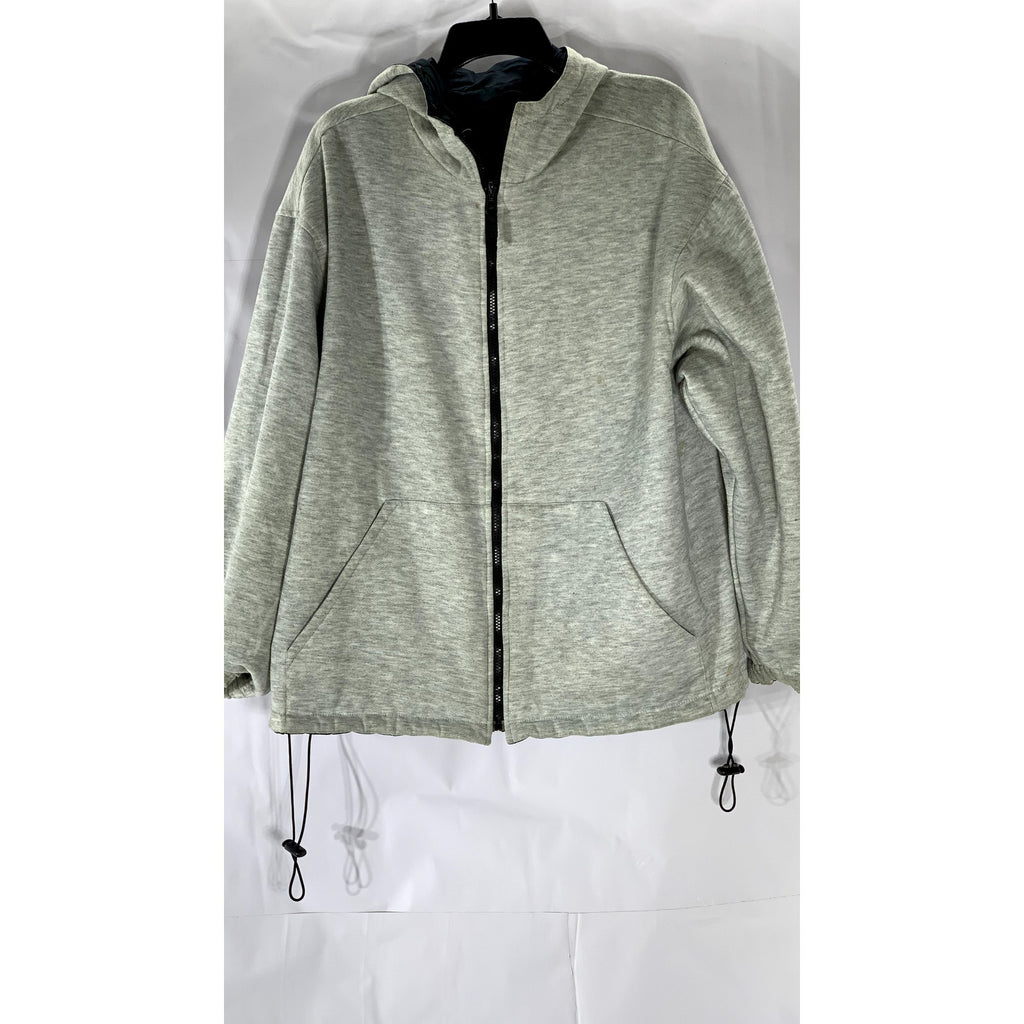 UNBRANDED Men’s Navy-Gray Zip-Up Hooded Jacket SZ L