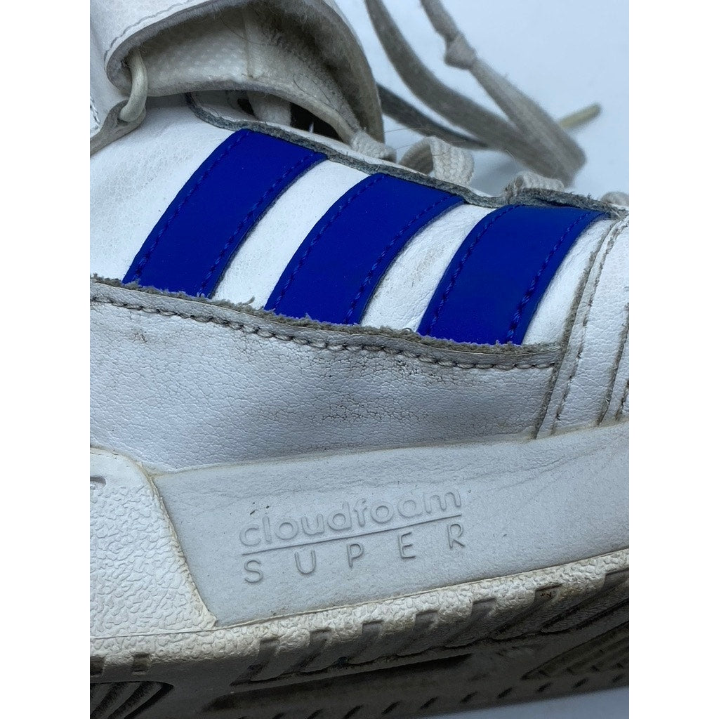 ADIDAS Men's White-Blue Postmove Mid Lace-Up Round-Toe Sneakers SZ 8