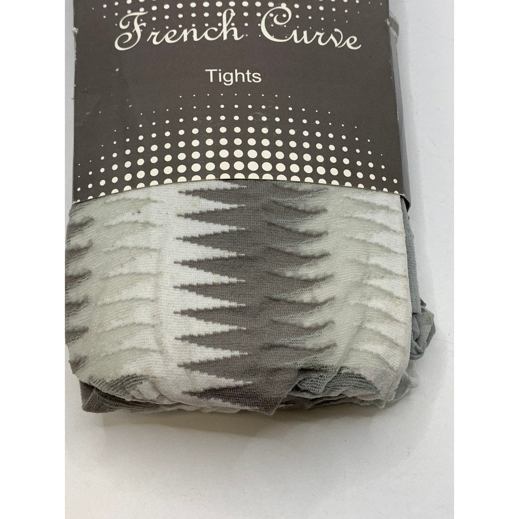 FRENCH CURVE Women's Gray-White Sheer Printed Pull-On Tights SZ S/M