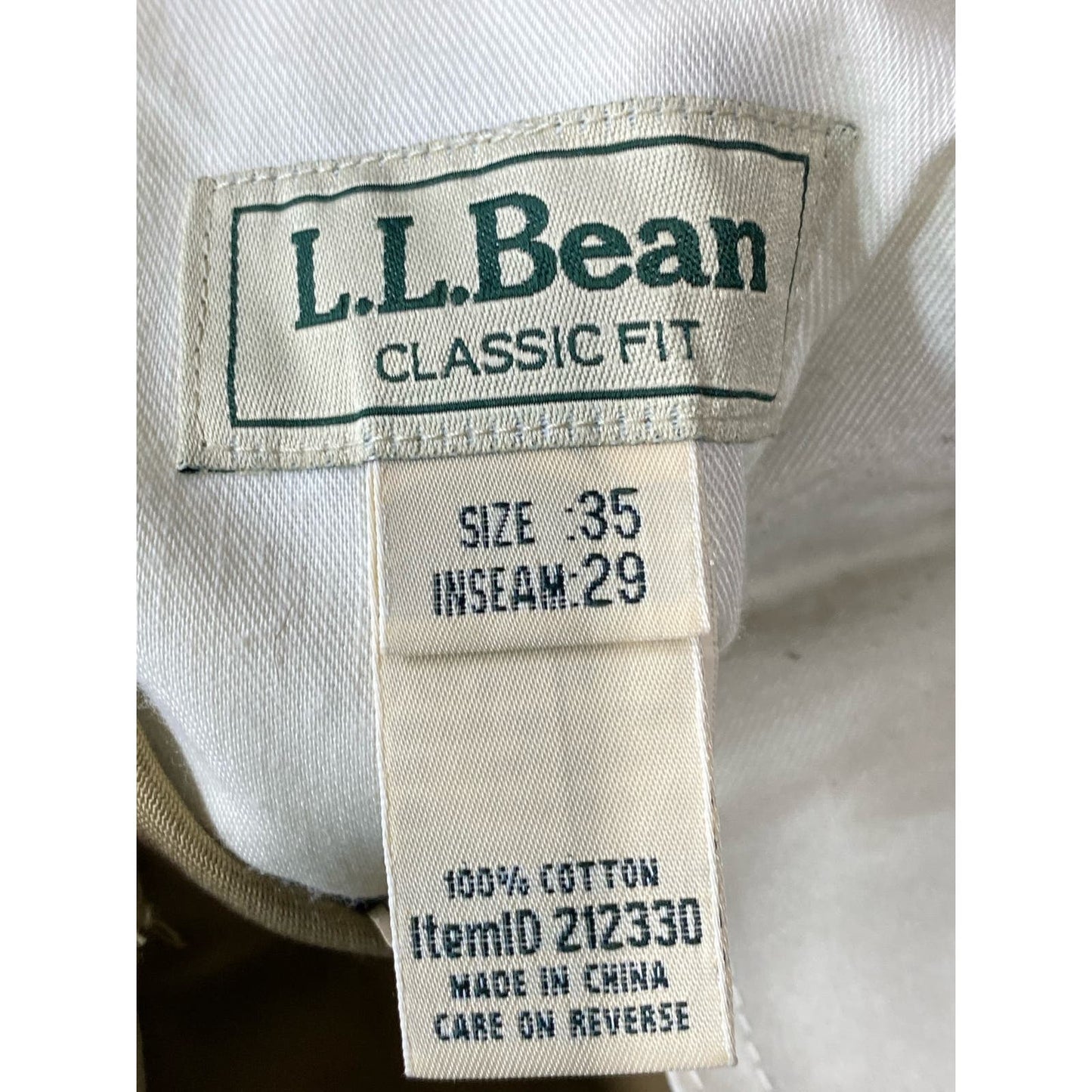 L.L. BEAN Men's Tan Cotton Classic-Fit Straight-Leg Four-Pocket Pant SZ 35X29