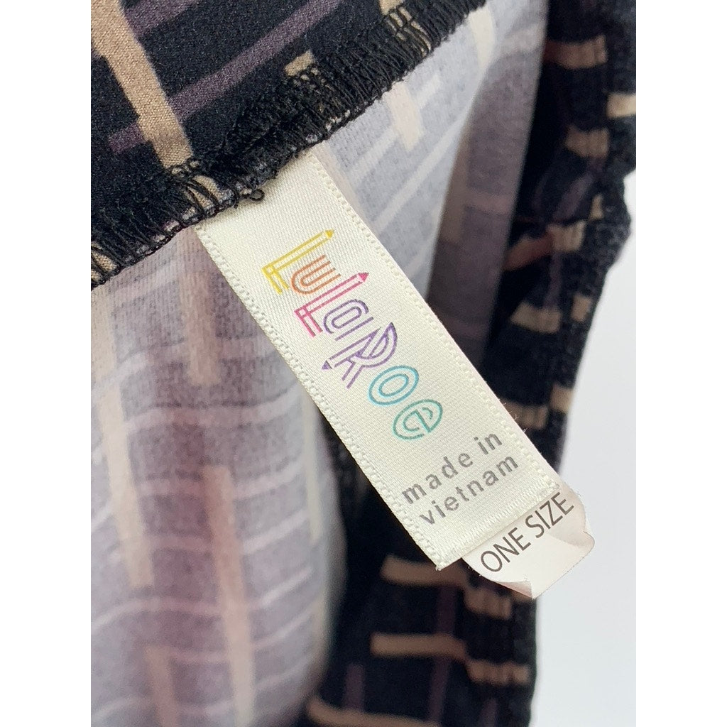 LULAROE Women's Black-Beige Printed Leggings SZ OS
