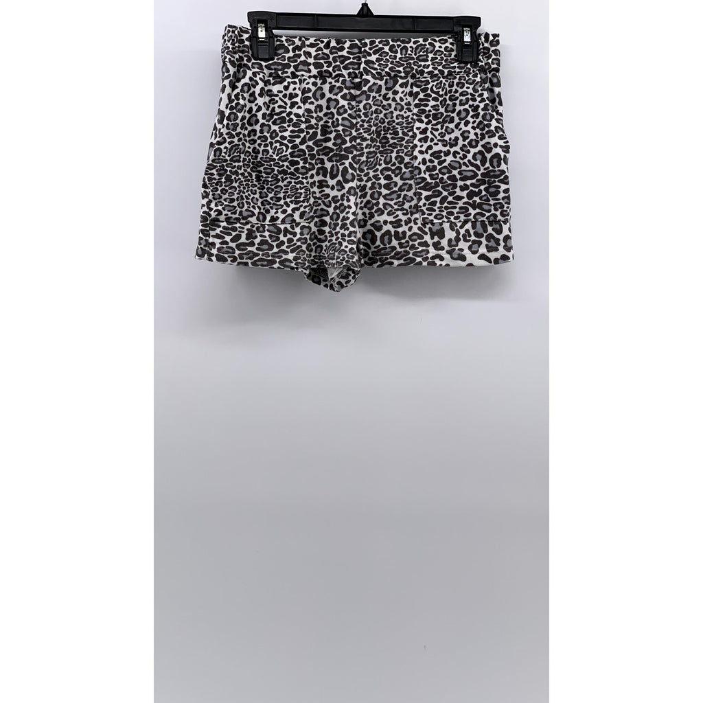 UNBRANDED Women's Gray-White Cheetah Print Pull-On Casual Shorts SZ S