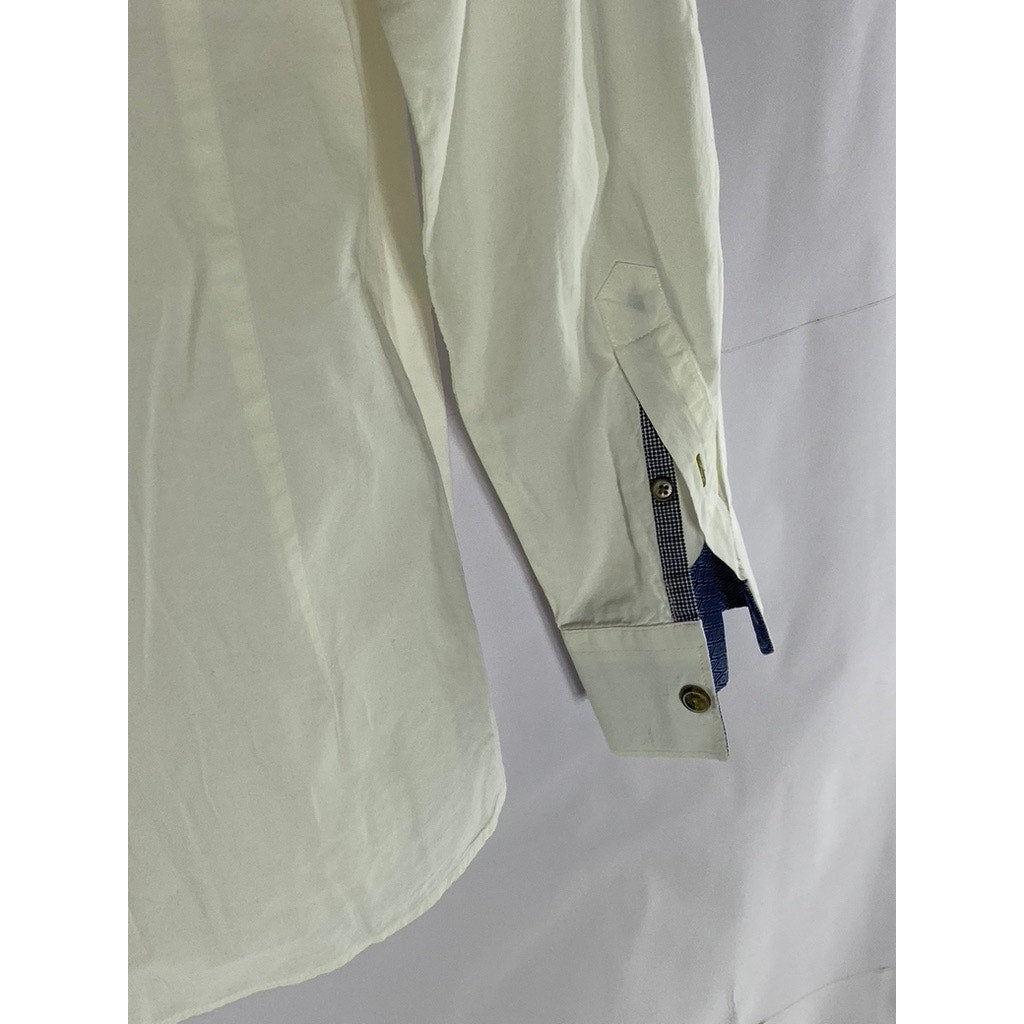 TED BAKER LONDON Men's Off-White Regular Fit Button-Up Long Sleeve Shirt SZ 4(L)