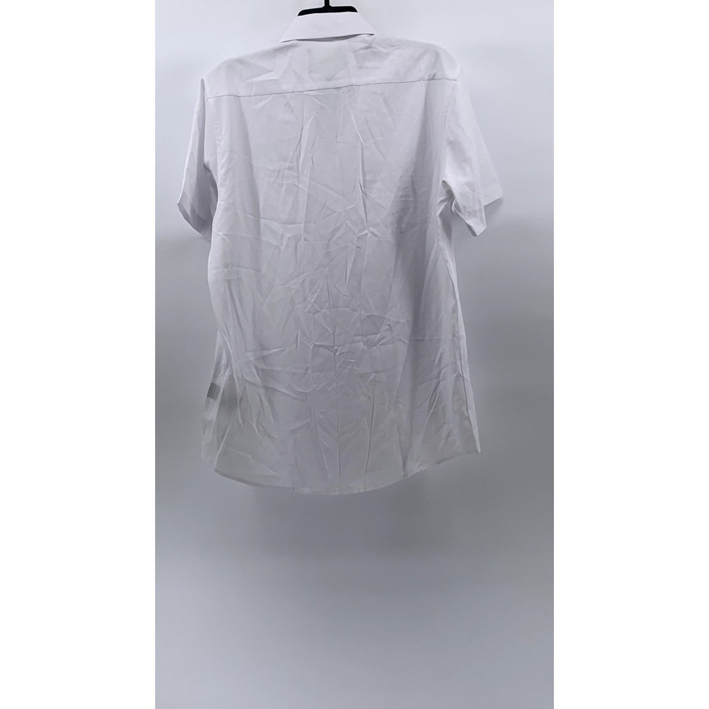 TOM BAINE Men’s Bright a white Slim-Fit Button-Up Short Sleeve Shirt SZ M