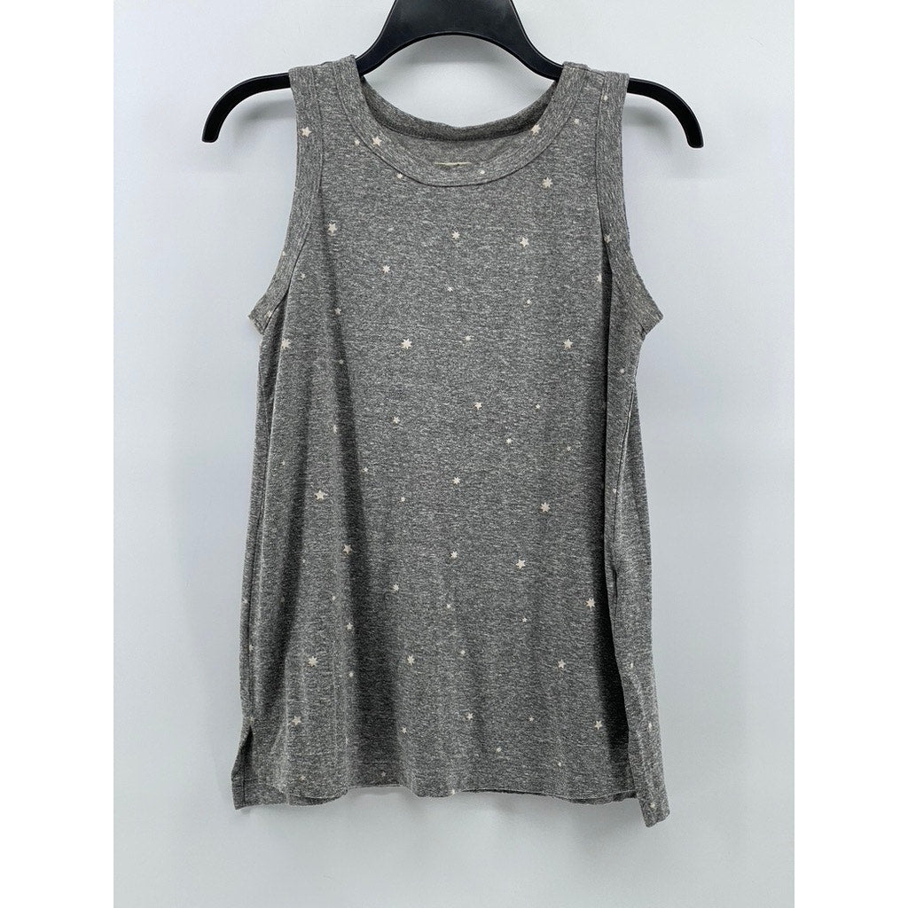 CURRENT/ELLIOTT Women's Heather Gray Star Relaxed Fit Crewneck Tank Top SZ 0