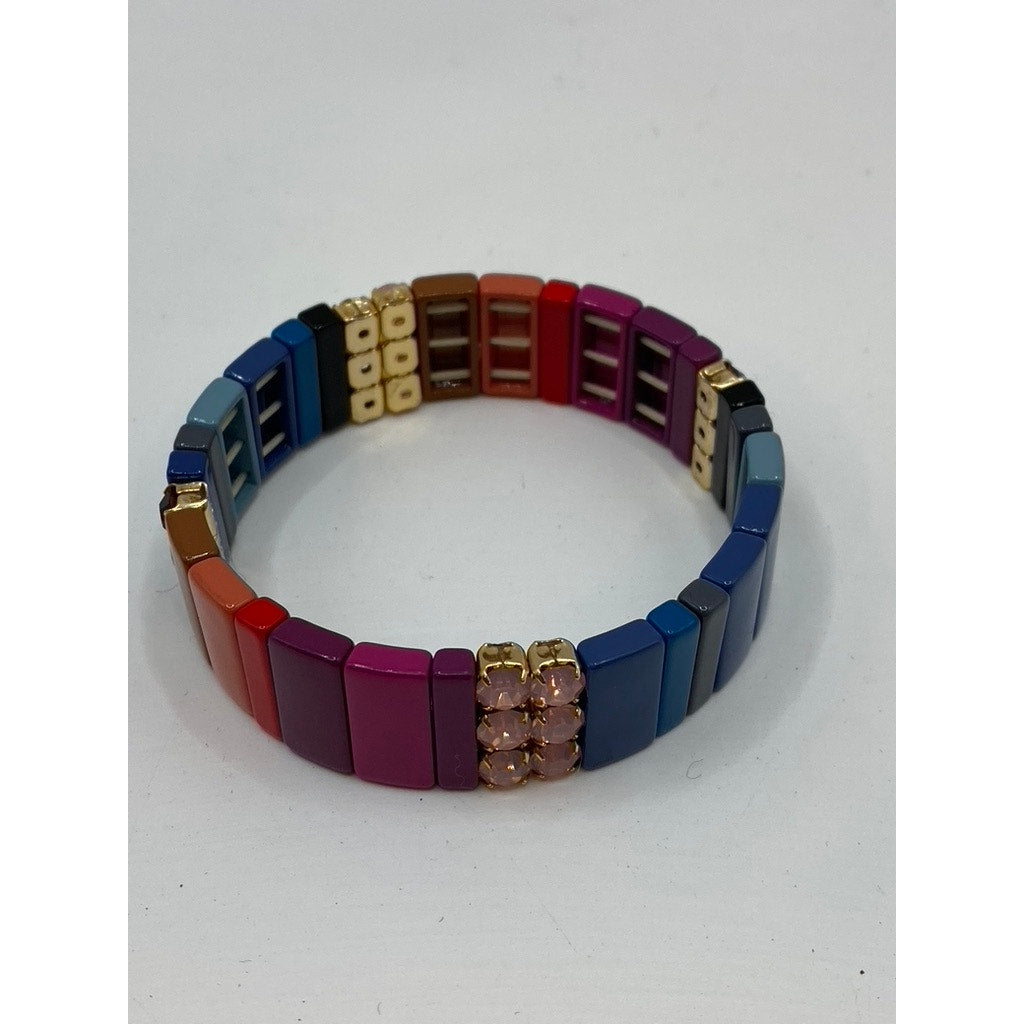 UNBRANDED Women's Multicolor Square Stretch Boho Bracelet SZ OS