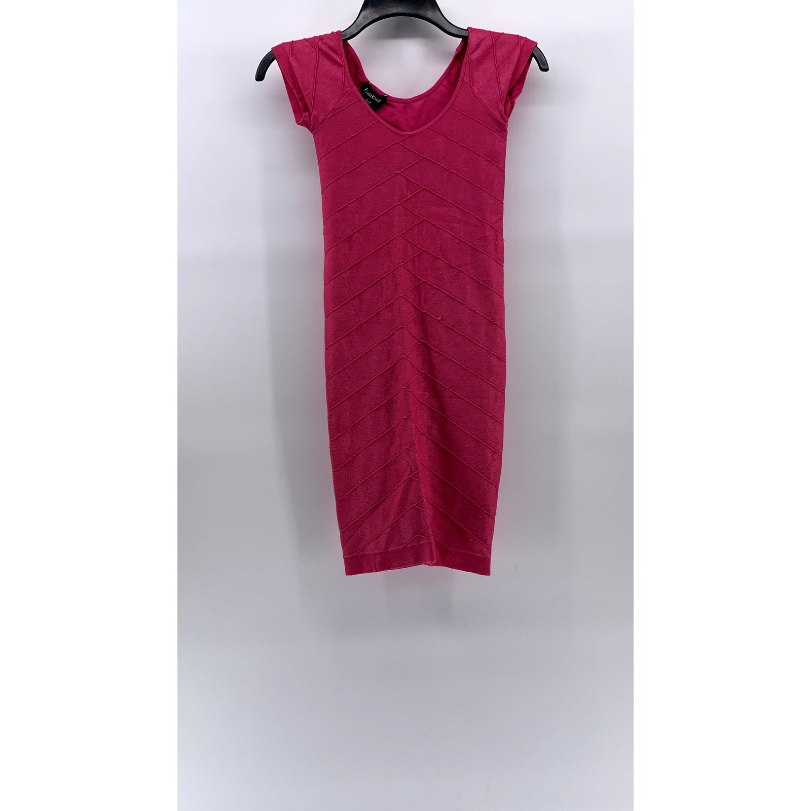 BEBE Women's Petite Bright Rose Scoop-Neck Cutout Back Bodycon Mini Dress SZ P/S
