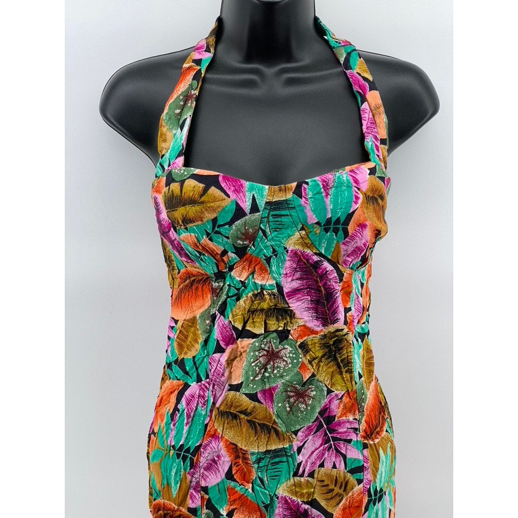 ERIKAS PLACE Women's Vintage 80's Floral Ruffle-Hem Open-Back Mini Dress SZ S