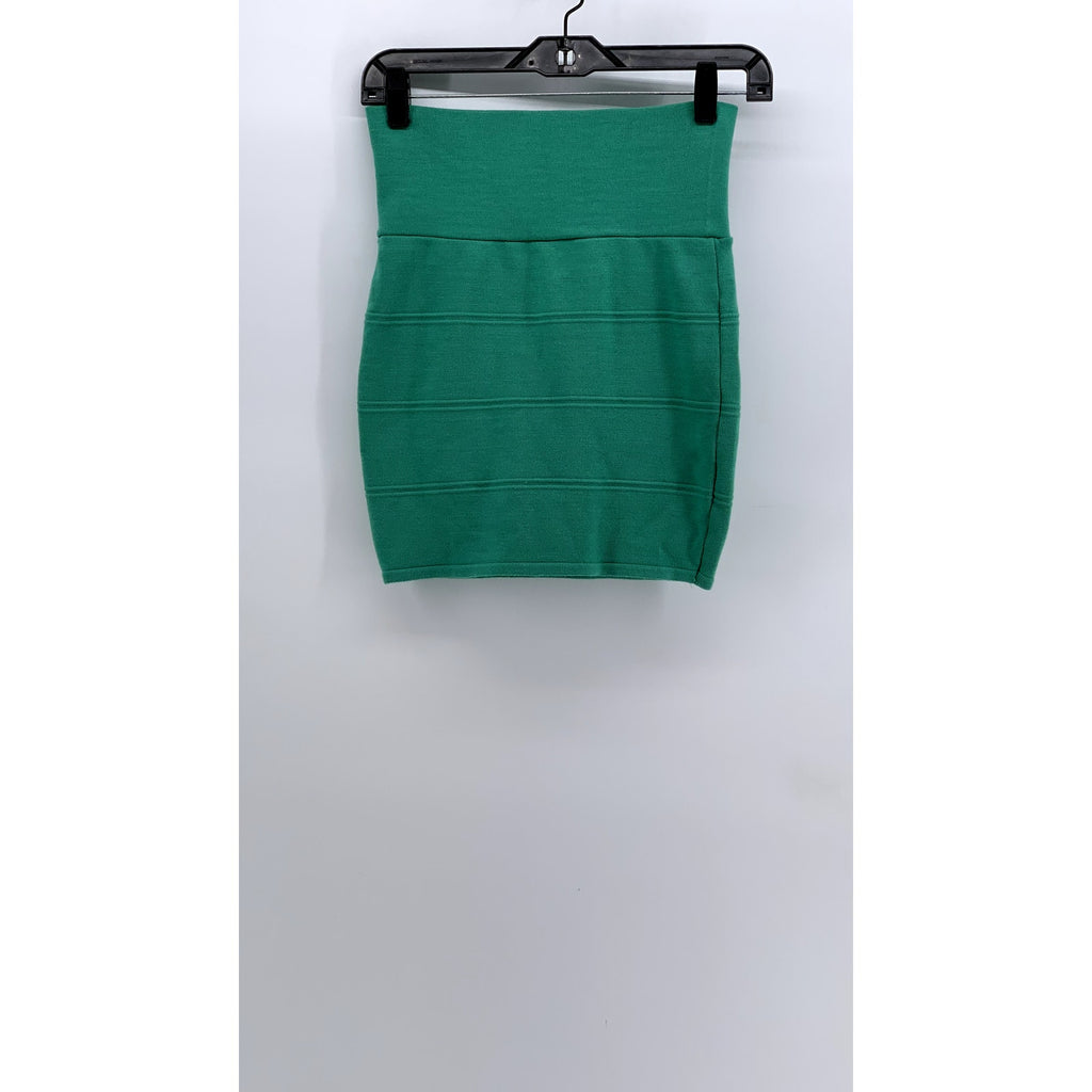 DEBUT Women's Green Solid Bodycon Mini Skirt SZ S