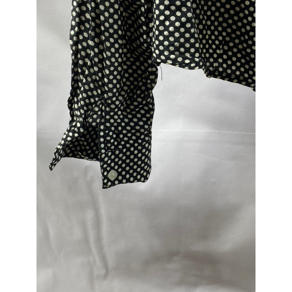 COOPERATIVE Women’s Black-White Polka Dot Long Sleeve Button-Up Top SZ XS