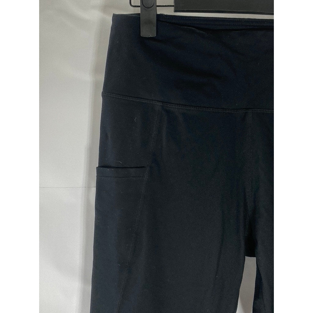 BALEAF Women's Black Scrunched Leg Tummy-Control High-Rise Ankle Leggings SZ M