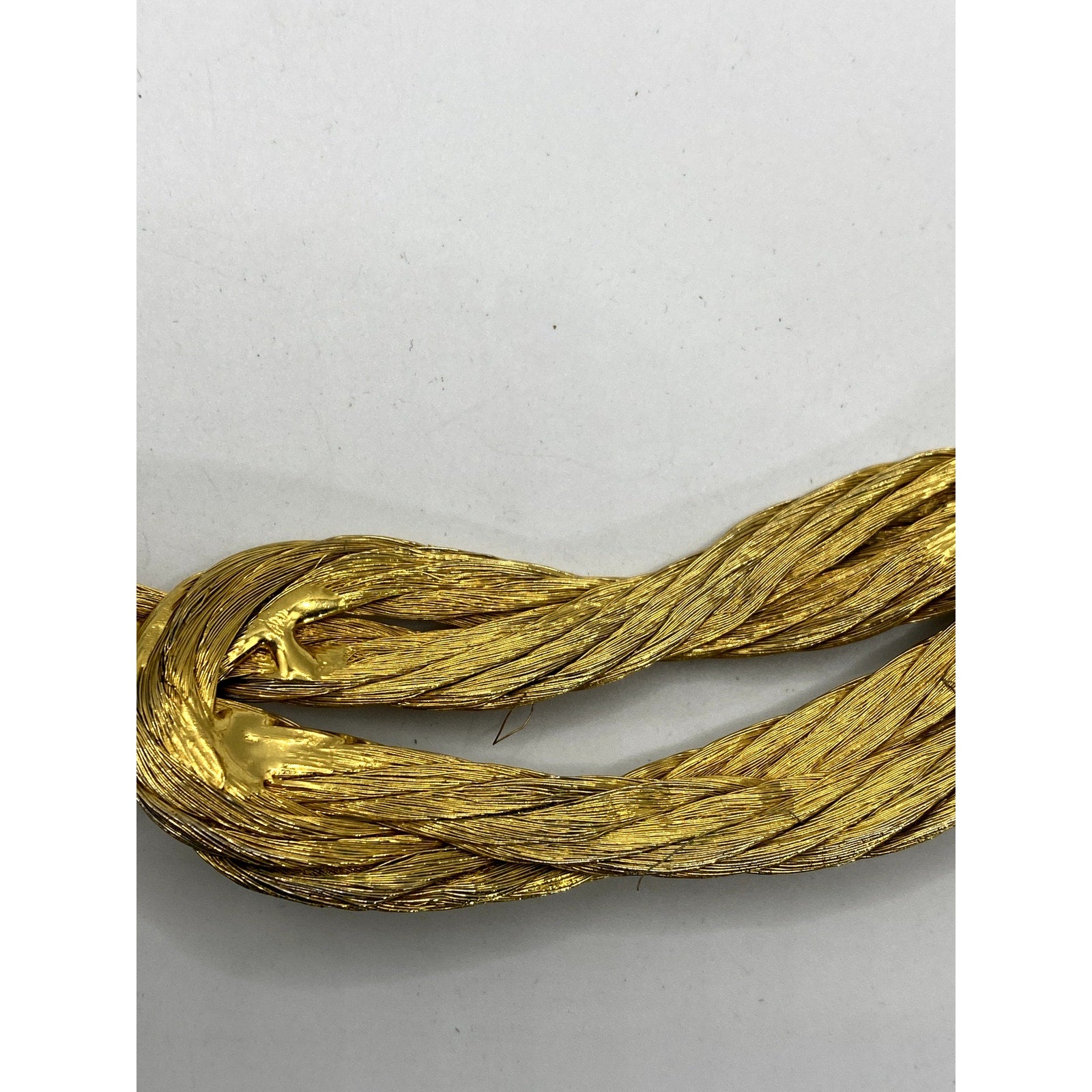 Women's Vintage 80's Brass Wire Gold Tone Hook & Loop Knot Choker Necklace