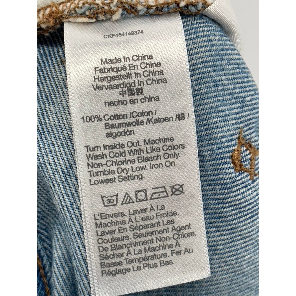 MADEWELL Women's Blue Denim Frayed Baggy Bermuda Shorts SZ 23