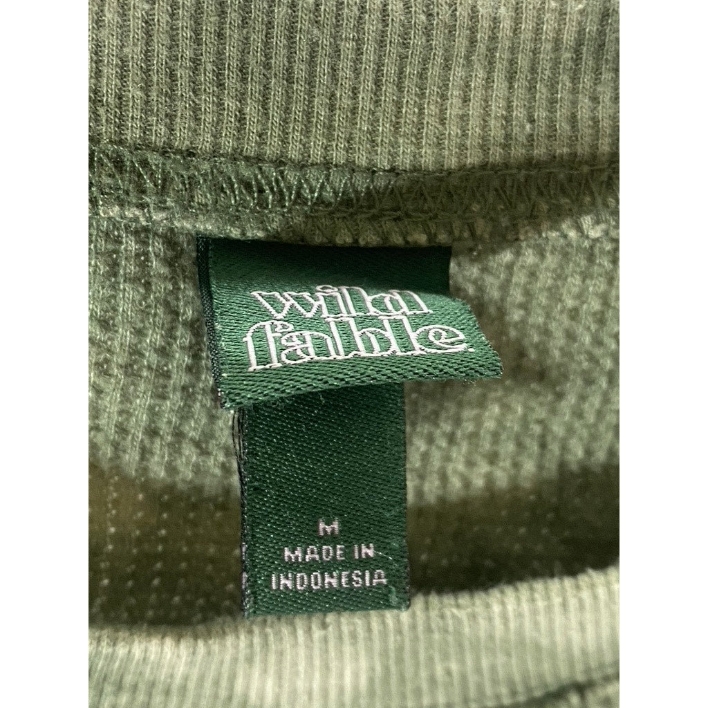 WILD FABLE Women's Green Tie-Dye Crewneck Long Sleeve Thermal Top SZ M