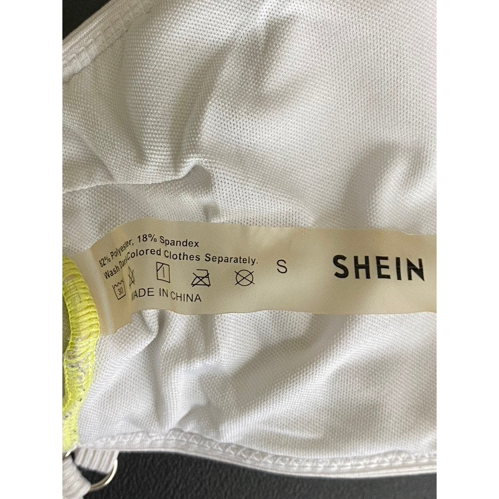 SHEIN Women's Yellow/White Ribbed Adjustable Strap Bralette SZ S