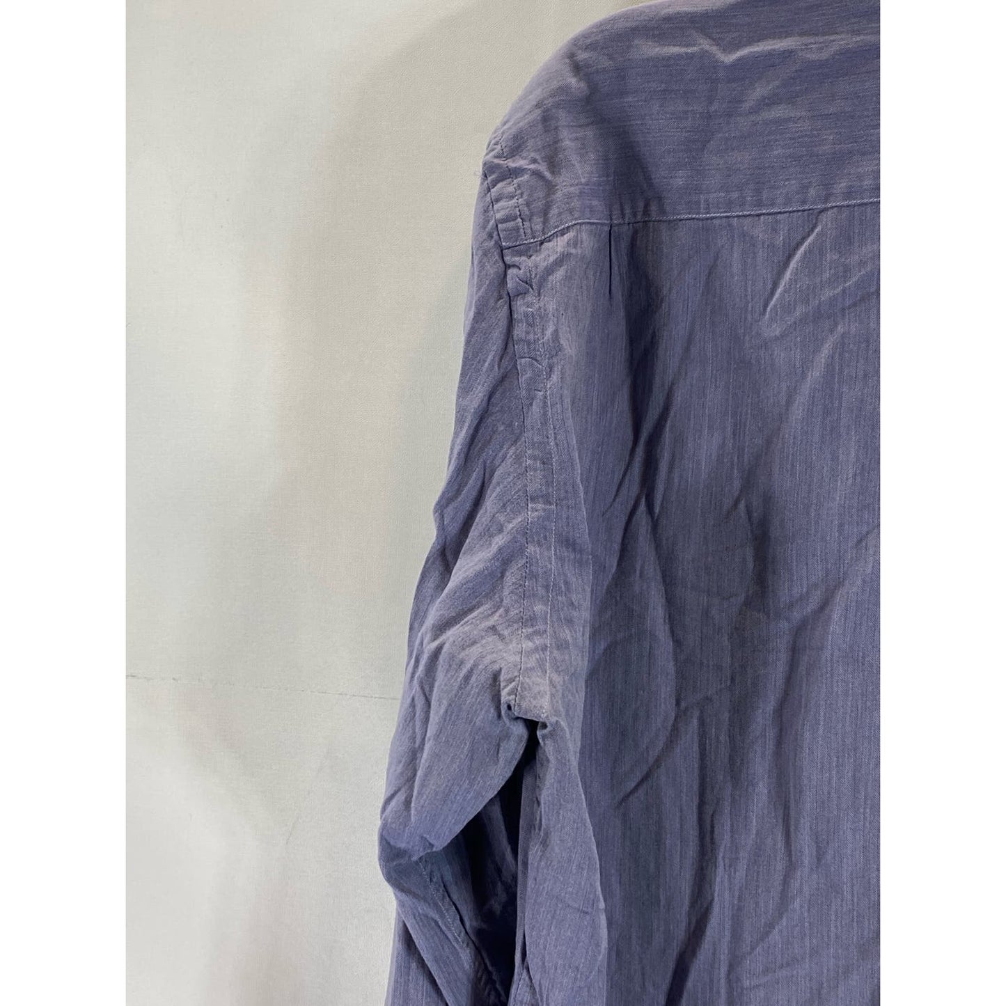ERMENEGILDO ZEGNA Men's Blue Micro Herringbone Button-Up Long Sleeve Shirt SZ M