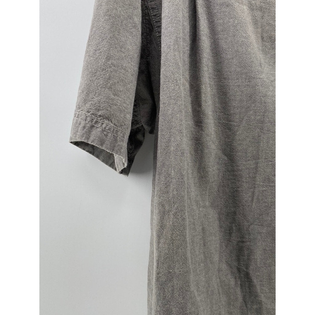 DULUTH TRADING CO Men's Gray Regular-Fit Short Sleeve Button-Up Shirt SZ L